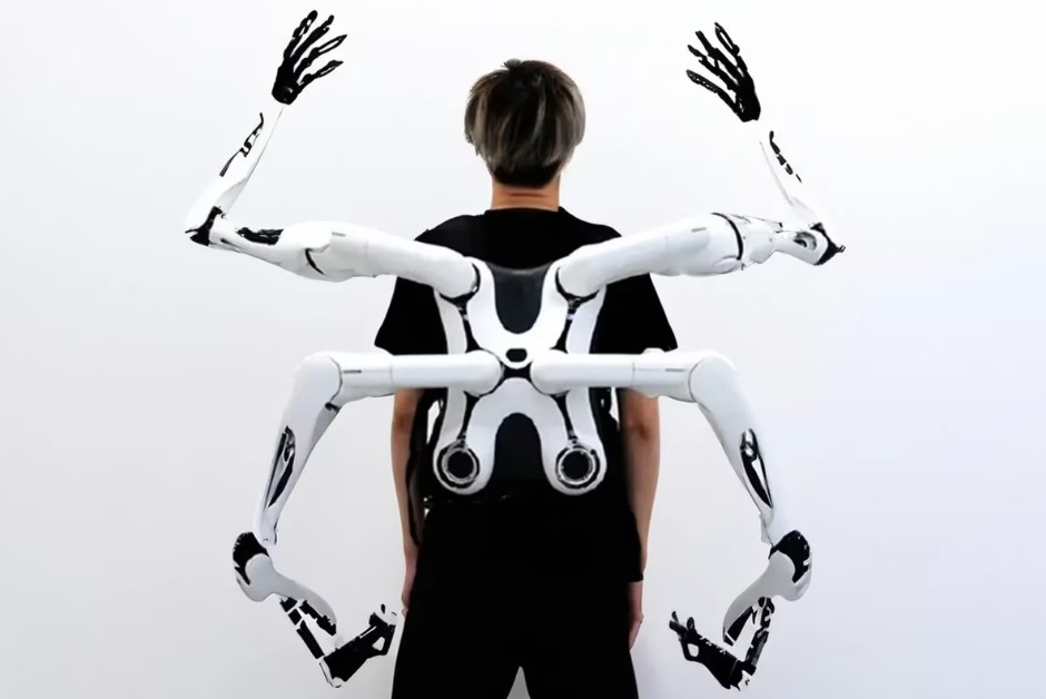 Los brazos robóticos pueden acoplarse a la espalda y ser controladas por el usuario.
