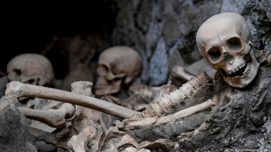 En Herculano también se descubrieron restos humanos, víctimas de la erupción volcánica