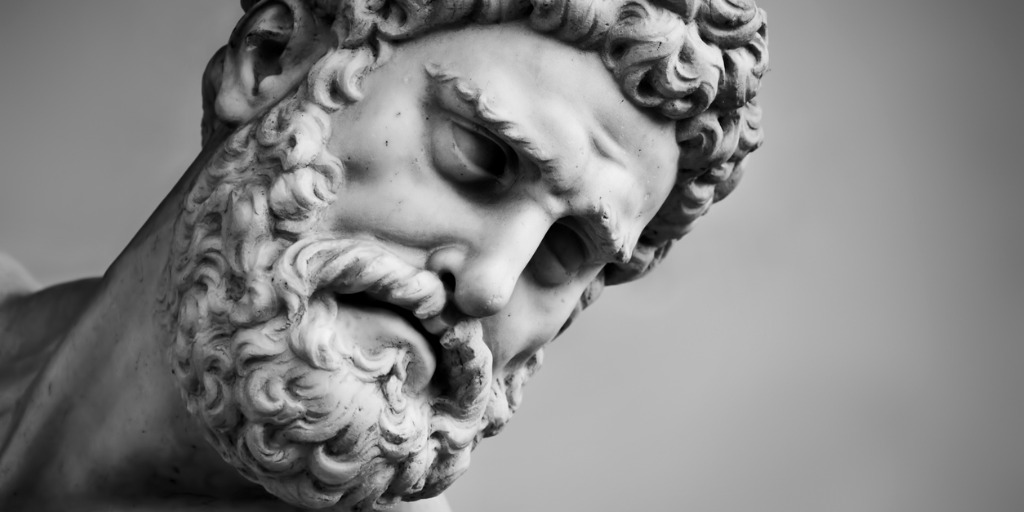 Antigua escultura de Hércules, en Florencia, Italia.