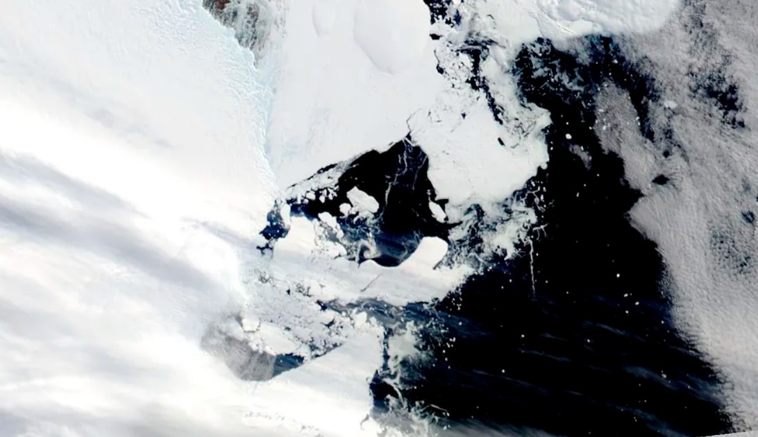 Imagen satelital de la NASA muestra el derrumbe de plataformas de hielo.