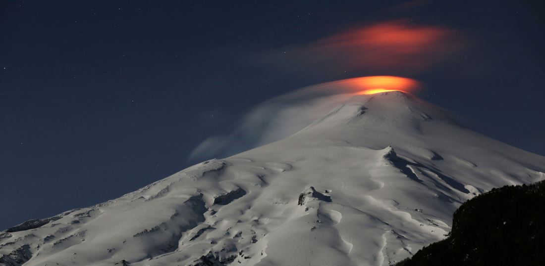 Vista del volcán Villarrica, en Chile.