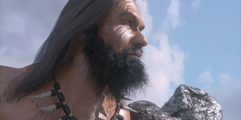 Ilustración del rostro de un hombre de neandertal.