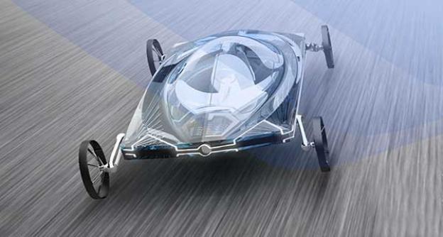 El automóvil futurista que puede conducirse manualmente por las calles, o automáticamente sobre rieles magnéticos, como un tren bala-0